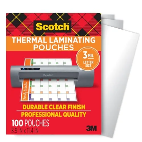 11. Scotch Thermal Laminating Pouches - Letter Size - 100 Pack